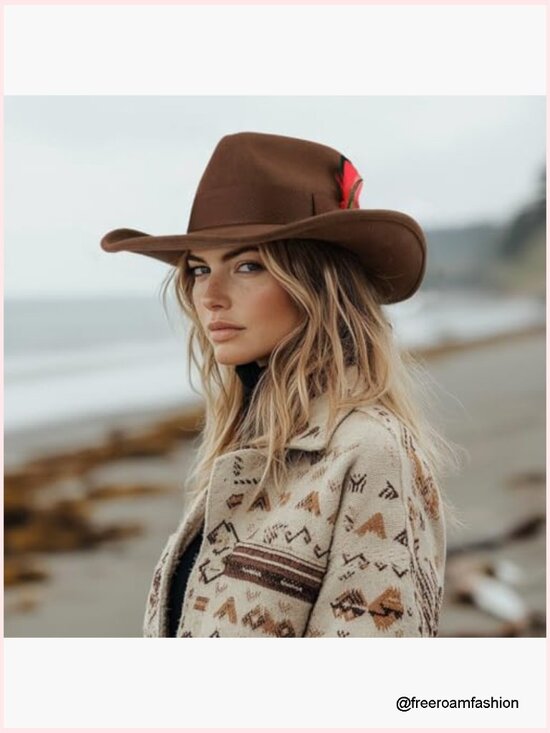 100% Wool Wide Brim Cowboy Hat Shapeable Rancher Hat Western Style main image 7